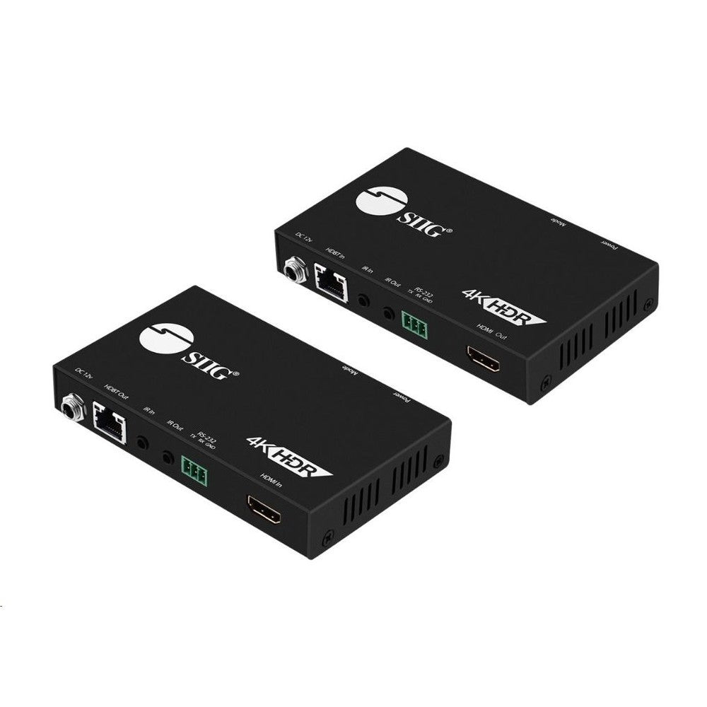 SIIG 4K Hdr HDMI 2.0 Hdbaset Extender Over Single Cat5e/6 RS-232 IR CE-H23211-S1