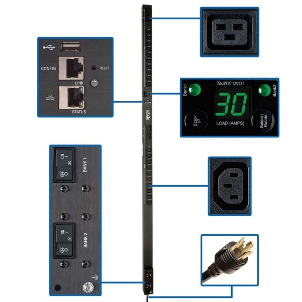 TrippLite Switched 5/5.8kW 30A 208/240V Single-Phase PDU PDUMV30HVNETLX