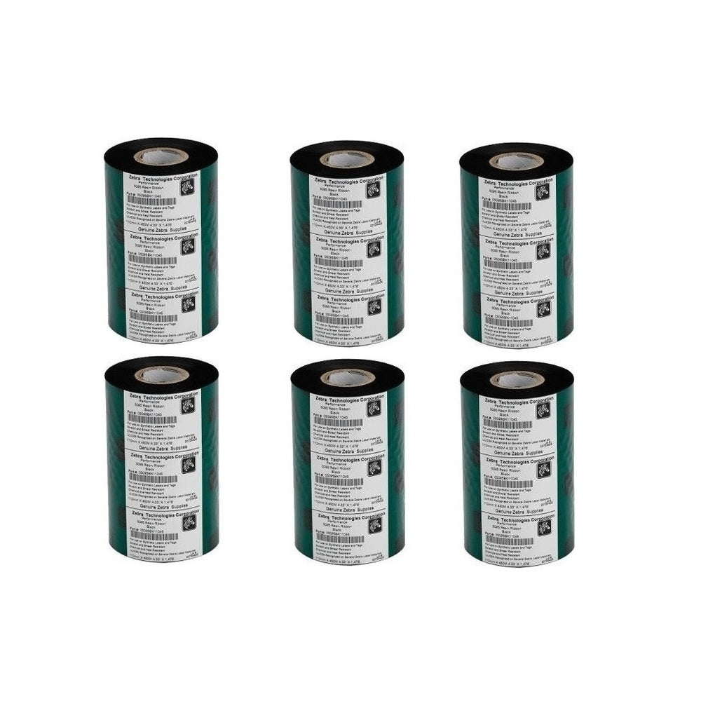 Zebra Genuine Resin Ribbon 5095 5.16x1476' Black 6 Rolls Case 6-Pack 05095BK13145
